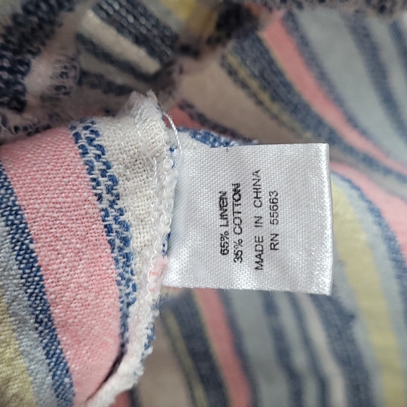 For Cynthia striped tunic linen blend cold shoulder top blouse - Picture 4 of 5